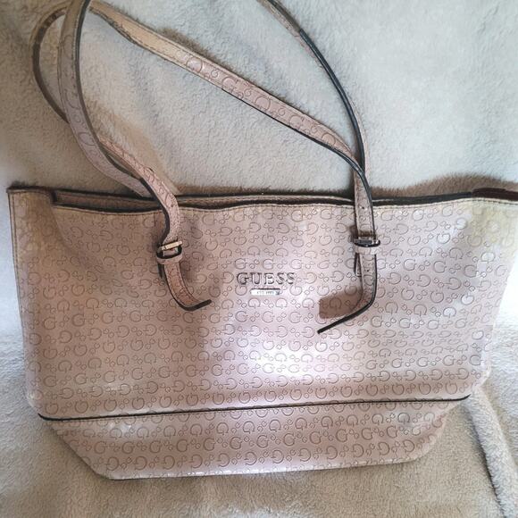 Guess Handbags - GUESS Handbag White Logo Tote Bag Style Monogram Large